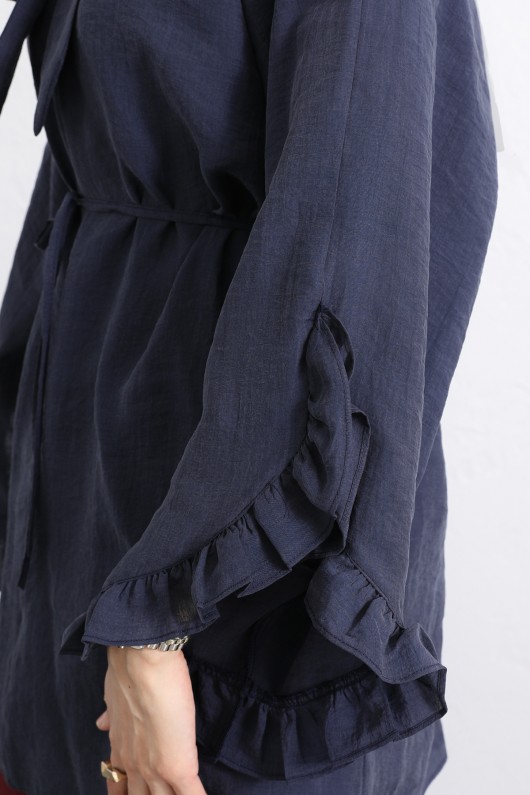 Yaka Bağlamalı Tunik Y0059 - LACİVERT
