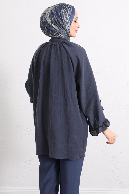 Yaka Bağlamalı Tunik Y0059 - LACİVERT