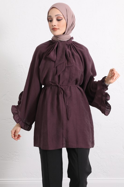 Yaka Bağlamalı Tunik Y0059 - MÜRDÜM
