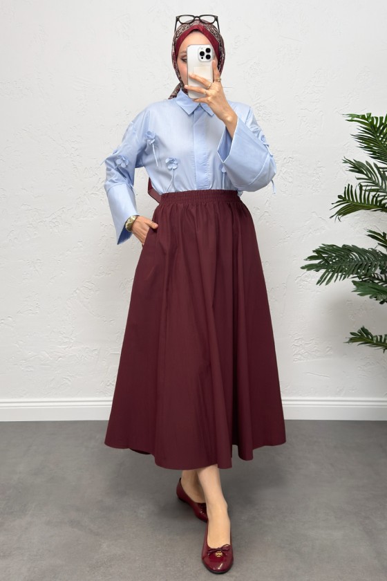 Cepli Poplin Etek 0060 - BORDO