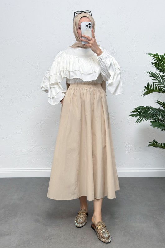 Cepli Poplin Etek 0060 - EKRU