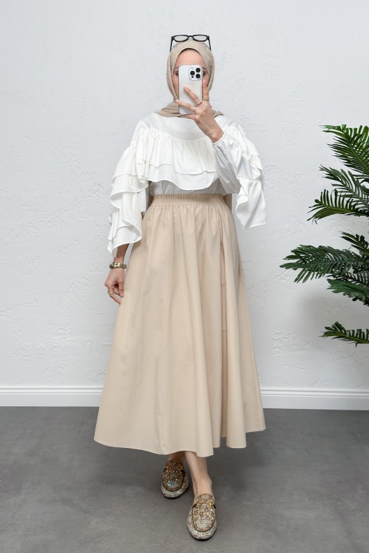 Cepli Poplin Etek 0060 - EKRU