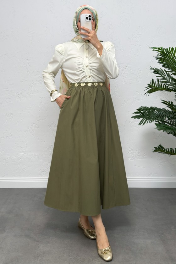 Cepli Poplin Etek 0060 - HAKİ