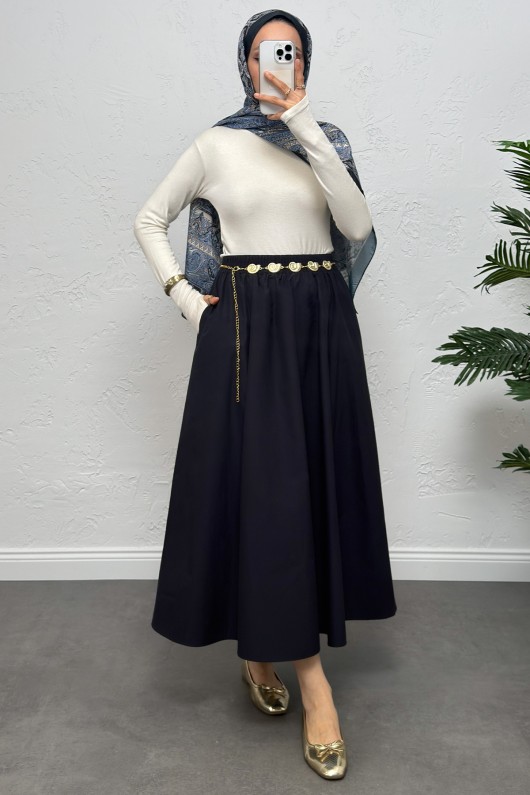 Cepli Poplin Etek 0060 - LACİVERT