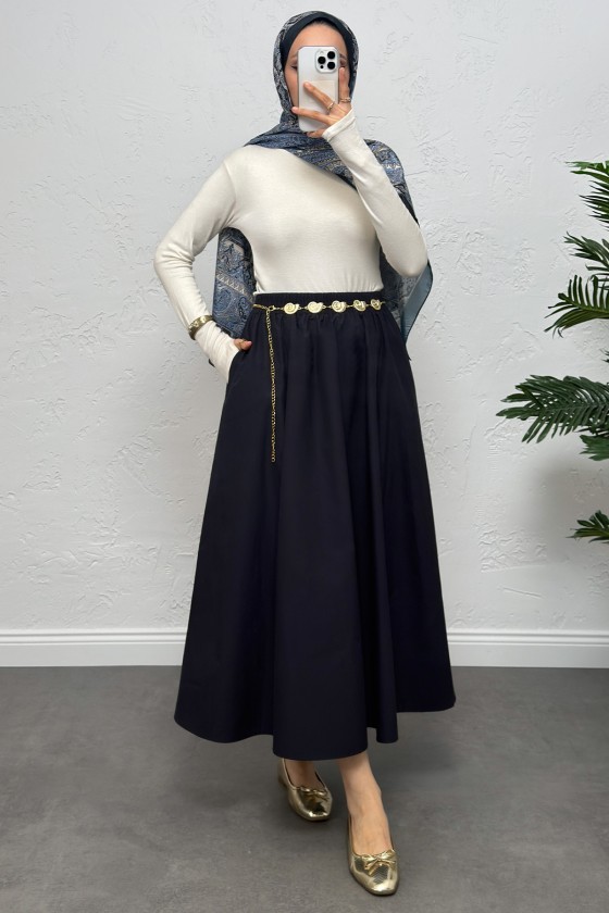 Cepli Poplin Etek 0060 - LACİVERT