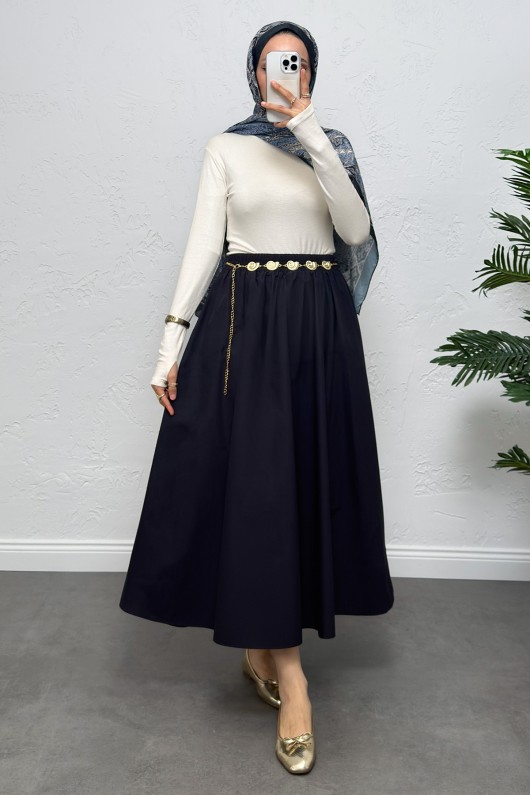 Cepli Poplin Etek 0060 - LACİVERT