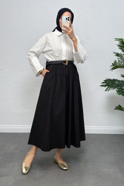 Cepli Poplin Etek 0060 - SİYAH