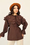 Katlı Yaka Tunik 0062 - KAHVERENGİ