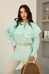 Katlı Yaka Tunik 0062 - MİNT YEŞİLİ