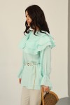 Katlı Yaka Tunik 0062 - MİNT YEŞİLİ