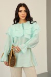 Katlı Yaka Tunik 0062 - MİNT YEŞİLİ