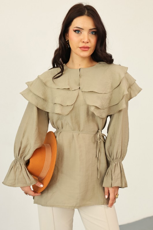Katlı Yaka Tunik 0062 - HAKİ