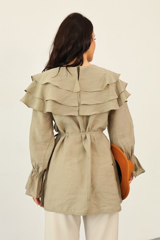 Katlı Yaka Tunik 0062 - HAKİ