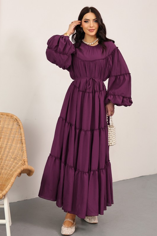 Katlı Fırfırlı Elbise 0063 - MÜRDÜM