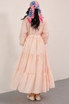Katlı Fırfırlı Elbise 0063 - PUDRA