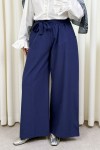 Kuşaklı Bol Paça Pantolon 0068 - LACİVERT Kuşaklı Bol Paça Pantolon 0068 - LACİVERT