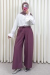 Kuşaklı Bol Paça Pantolon 0068 - MÜRDÜM