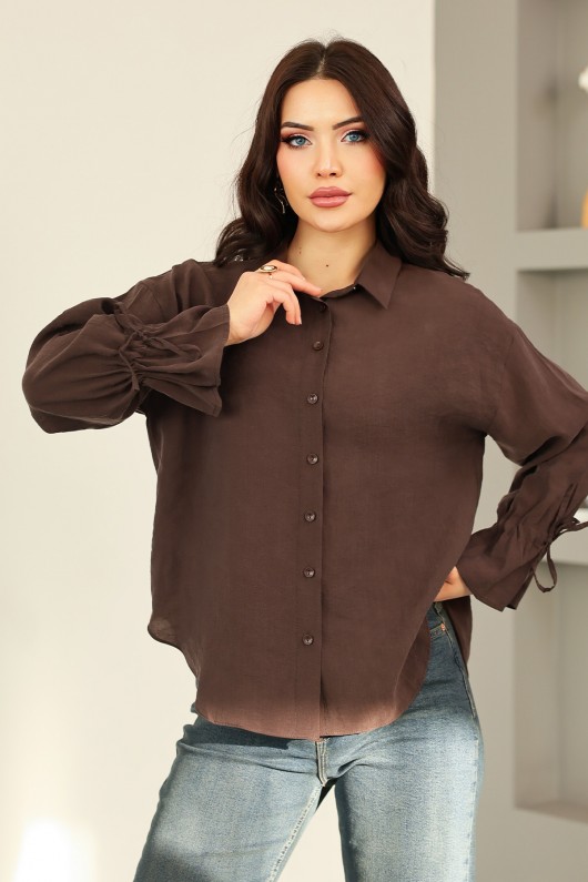 Kol Büzgülü Gömlek 0069 - KAHVERENGİ