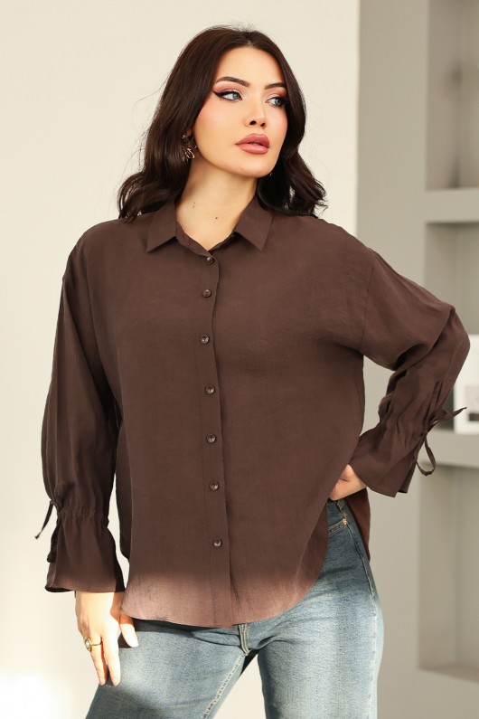 Kol Büzgülü Gömlek 0069 - KAHVERENGİ