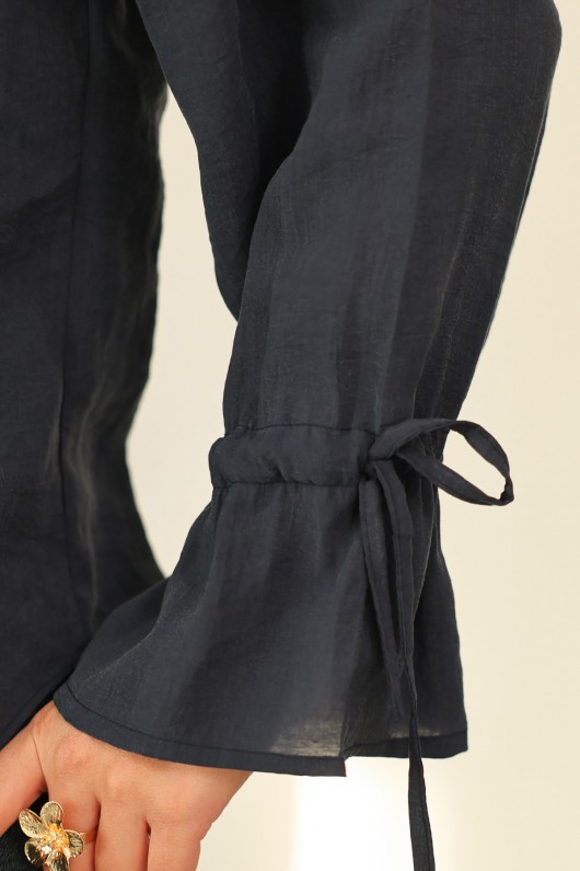 Kol Büzgülü Gömlek 0069 - LACİVERT