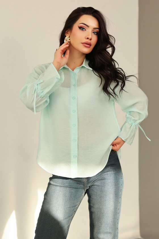 Kol Büzgülü Gömlek 0069 - MİNT YEŞİLİ