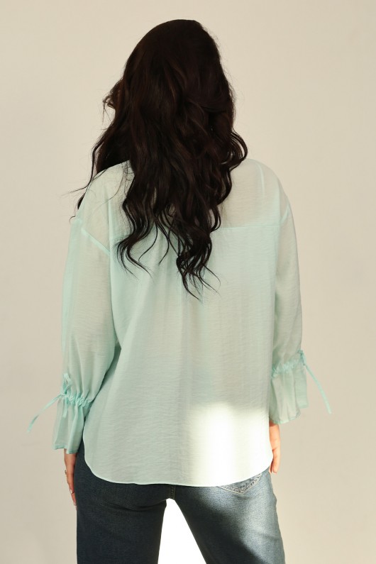 Kol Büzgülü Gömlek 0069 - MİNT YEŞİLİ