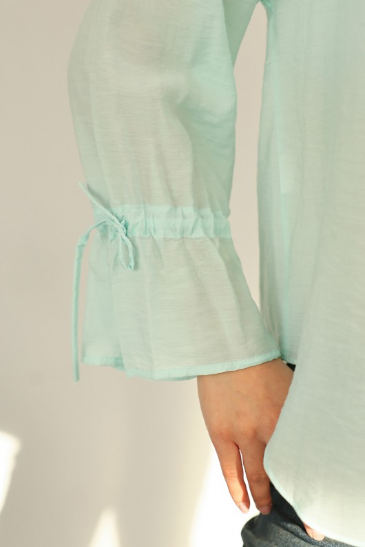 Kol Büzgülü Gömlek 0069 - MİNT YEŞİLİ