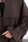 İp Bağcıklı Katlı Bluz  0073 - KAHVERENGİ
