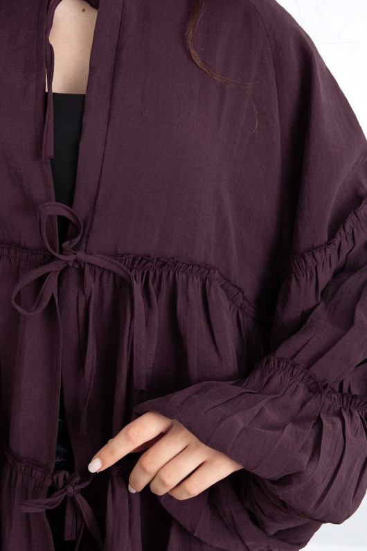 İp Bağcıklı Katlı Bluz  0073 - MÜRDÜM