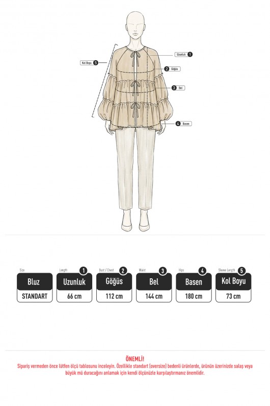 İp Bağcıklı Katlı Bluz  0073 - LACİVERT