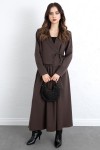  Bağcık Detay Ceketli Takım 0076 - KAHVERENGİ
