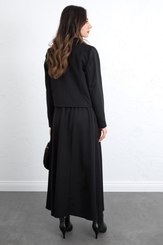 Bağcık Detay Ceketli Takım 0076 - SİYAH Bağcık Detay Ceketli Takım 0076 - SİYAH