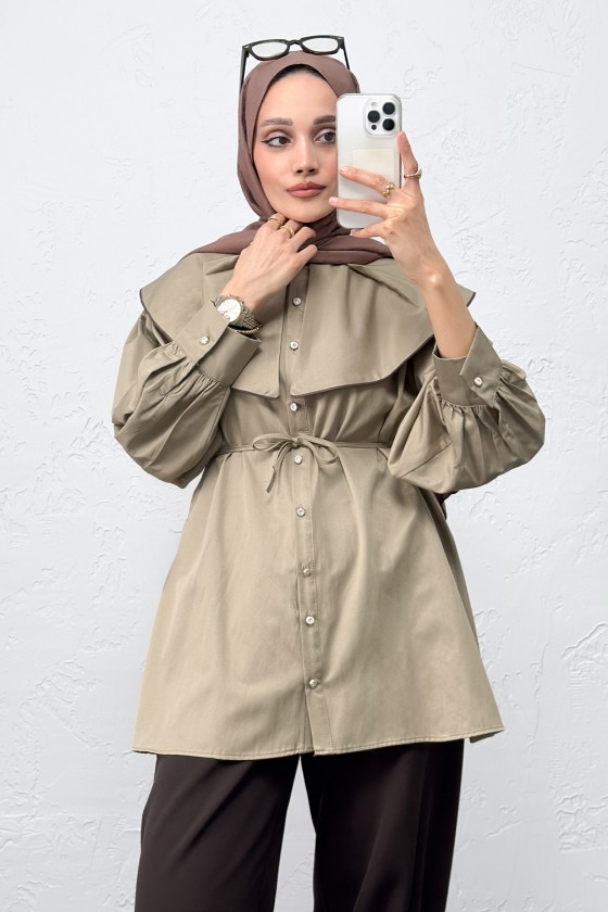 Geniş Yaka Gömlek Y0079 - HAKİ