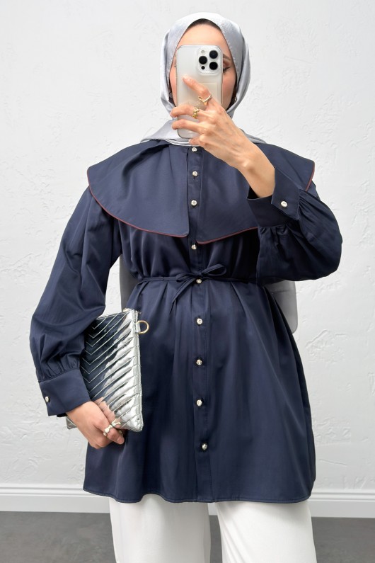 Geniş Yaka Gömlek Y0079 - LACİVERT