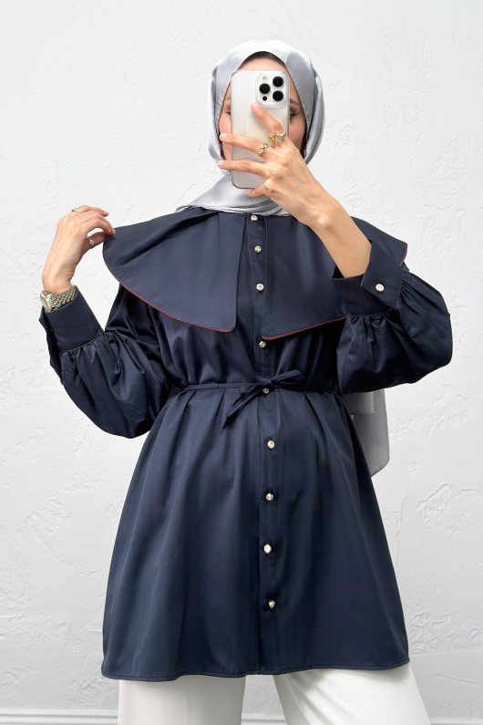 Geniş Yaka Gömlek Y0079 - LACİVERT