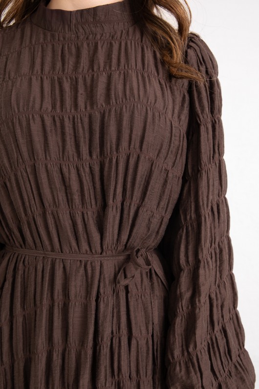 Gipeli Modal Elbise 0080 - KAHVERENGİ Gipeli Modal Elbise 0080 - KAHVERENGİ