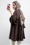 Yaka Bağcıklı Biritli Tunik 0083 - KAHVERENGİ