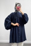 Yaka Bağcıklı Biritli Tunik 0083 - LACİVERT