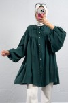 Yaka Bağcıklı Biritli Tunik 0083 - ZÜMRÜT YEŞİLİ Yaka Bağcıklı Biritli Tunik 0083 - ZÜMRÜT YEŞİLİ