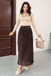 Lastik Bel Gipeli Maxi Etek 0084 - KAHVERENGİ
