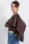 Volan Detay Bluz 0087 - KAHVERENGİ