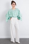 Volan Detay Bluz 0087 - MİNT YEŞİLİ Volan Detay Bluz 0087 - MİNT YEŞİLİ