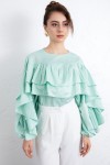 Volan Detay Bluz 0087 - MİNT YEŞİLİ Volan Detay Bluz 0087 - MİNT YEŞİLİ