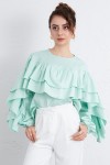 Volan Detay Bluz 0087 - MİNT YEŞİLİ Volan Detay Bluz 0087 - MİNT YEŞİLİ