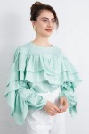 Volan Detay Bluz 0087 - MİNT YEŞİLİ Volan Detay Bluz 0087 - MİNT YEŞİLİ