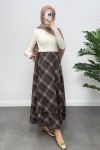 Bağlamalı Ekose Etek 0092 - KAHVERENGİ