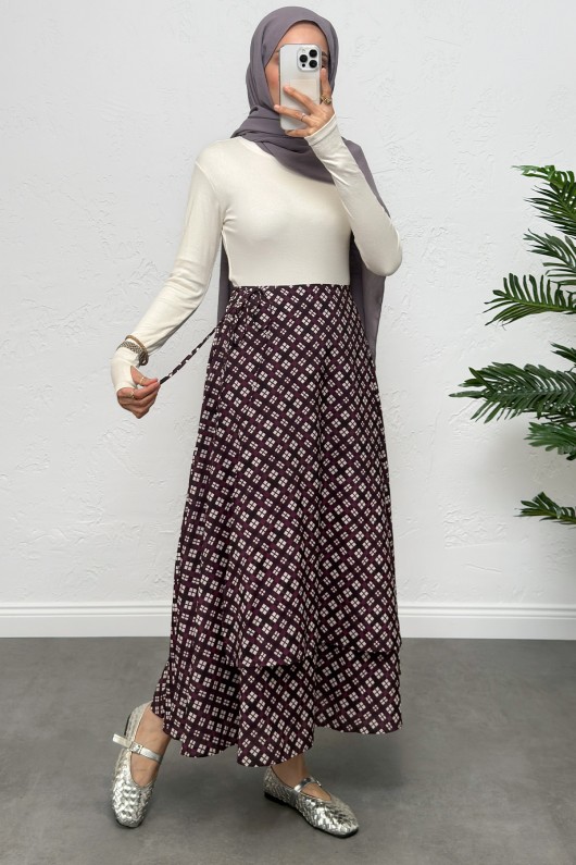 Bağlamalı Ekose Etek 0092 - MÜRDÜM