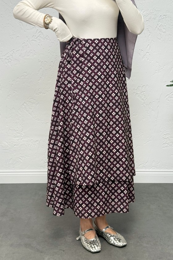 Bağlamalı Ekose Etek 0092 - MÜRDÜM