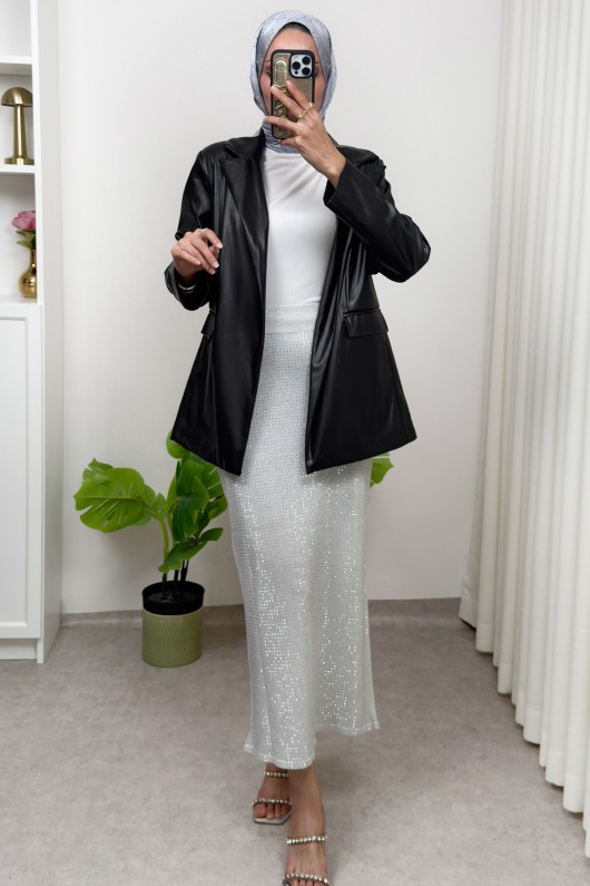 Işıltılı Taş İşlemeli Etek 012285 - GÜMÜŞ Işıltılı Taş İşlemeli Etek 012285 - GÜMÜŞ