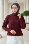 Bel Ribana Örgülü Kazak 0174 - BORDO Bel Ribana Örgülü Kazak 0174 - BORDO